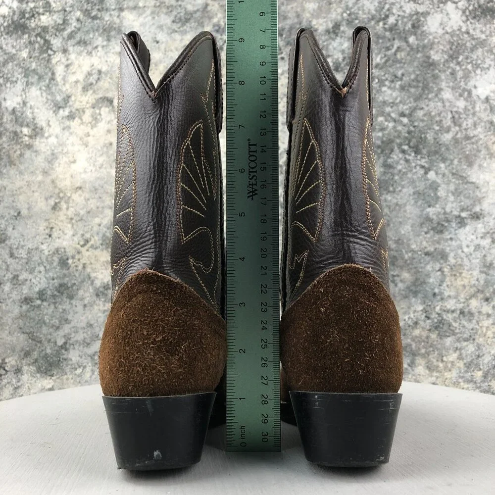 Acme Kids Size 13 Brown Leather Suede Pull On Western Cowboy Cowgirl Boots
